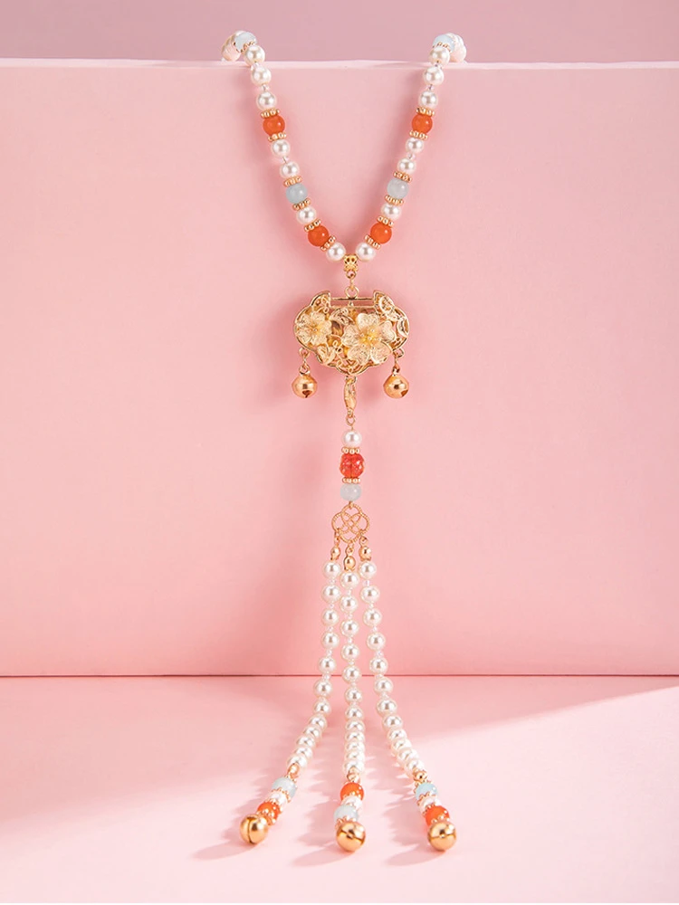 Hanfu Necklace Ming Style Yingluo Accessories with Peace Lock