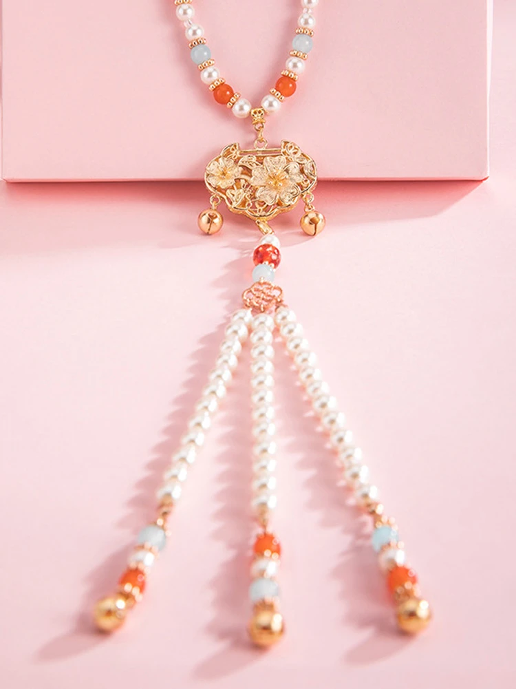 Hanfu Necklace Ming Style Yingluo Accessories with Peace Lock