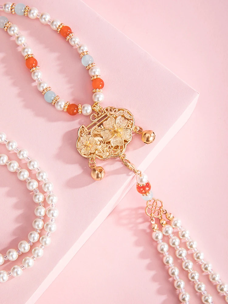Hanfu Necklace Ming Style Yingluo Accessories with Peace Lock