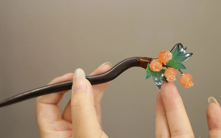 Hanfu Wooden Hairpin Pomegranate Styling for Girl