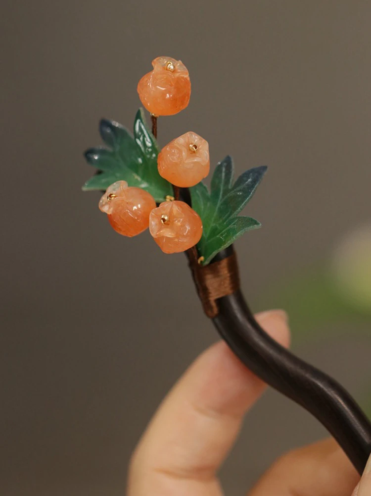 Hanfu Wooden Hairpin Pomegranate Styling for Girl