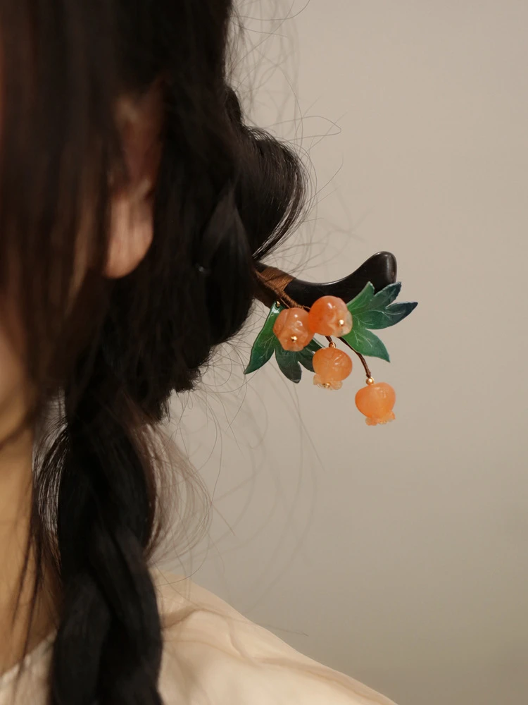 Hanfu Wooden Hairpin Pomegranate Styling for Girl