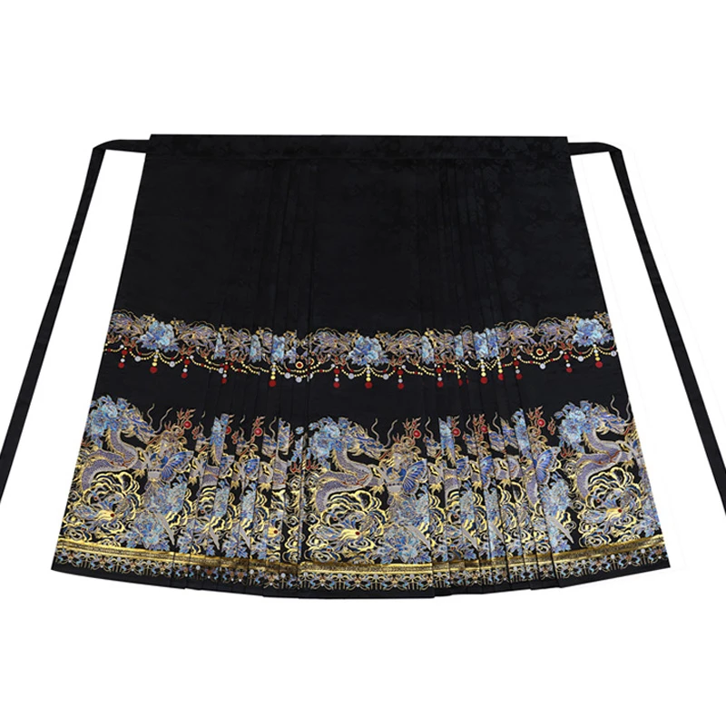 Ming-Dynasty-Mamian-Skirt-Street-Fashion-Luxury-Women-Hanfu-4 Ming Dynasty Mamian Skirt Street Fashion Luxury Women's Hanfu