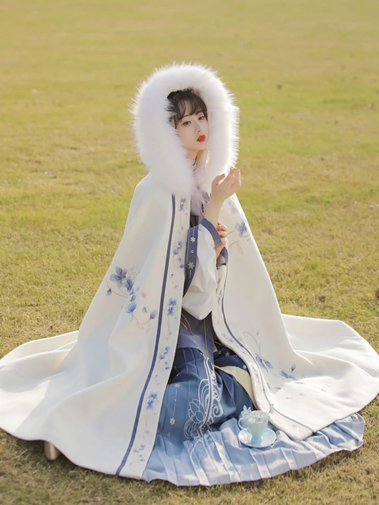 Hanfu Cloak Winter Women Long Thick Cape