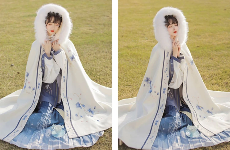 Hanfu Cloak Winter Women Long Thick Cape
