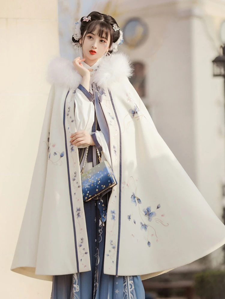 Hanfu Cloak Winter Women Long Thick Cape