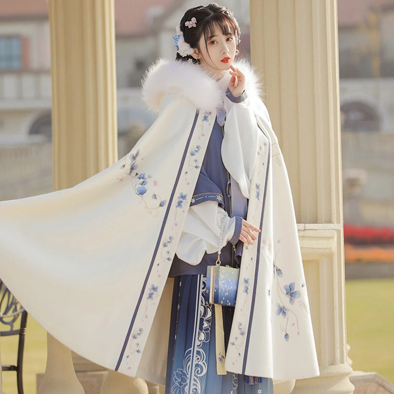 Hanfu-Cloak-Winter-Women-Long-Thick-Cape-3 Hanfu Cloak Winter Women Long Thick Cape