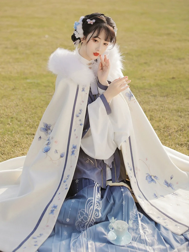 Hanfu Cloak Winter Women Long Thick Cape