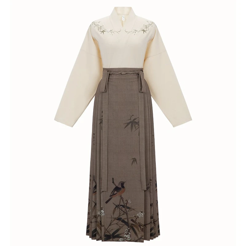 Ming-Dynasty-Fashion-Hanfu-Women's-Autumn-Plum-Costume-4 Ming Dynasty Fashion Hanfu Women's Autumn Plum Costume