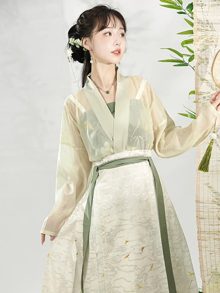 Summer Ming Dynasty Women Horse Face Dress Skirt Fresh Hanfu Series