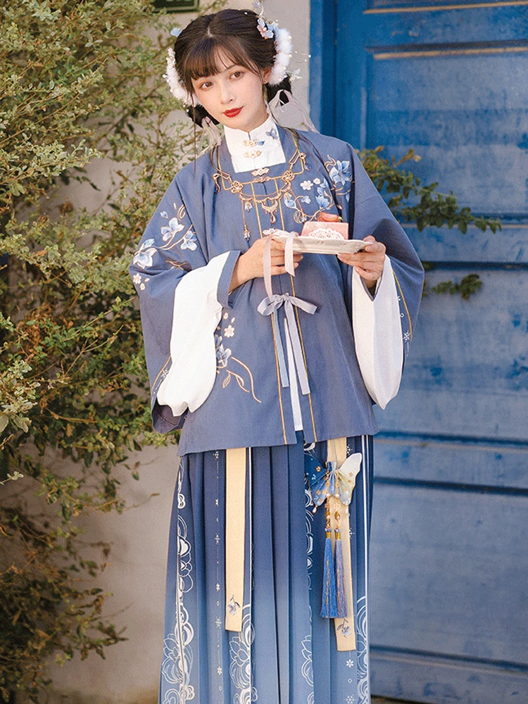 Winter Women Ming Dynasty Qiyao Hanfu Vintage Fairy Set