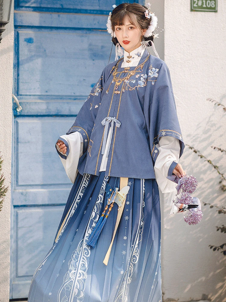 Winter Women Ming Dynasty Qiyao Hanfu Vintage Fairy Set