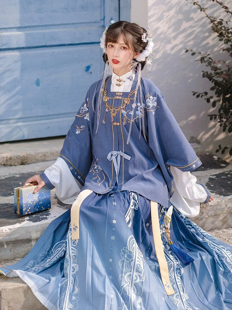 Winter Women Ming Dynasty Qiyao Hanfu Vintage Fairy Set