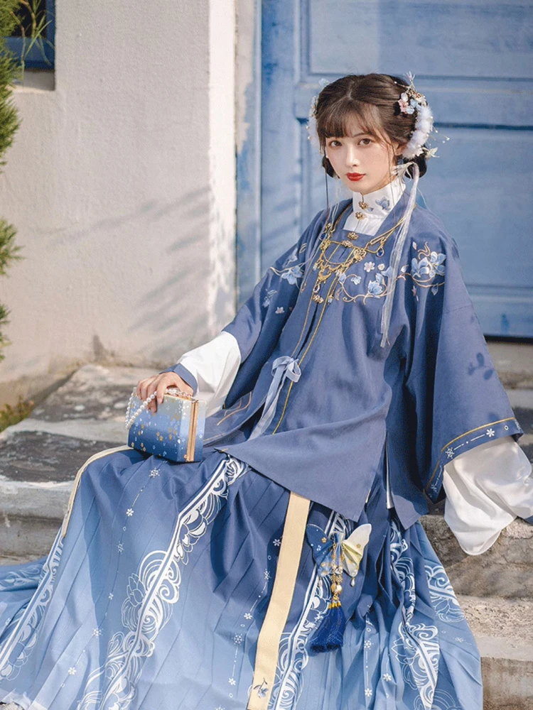 Winter Women Ming Dynasty Qiyao Hanfu Vintage Fairy Set