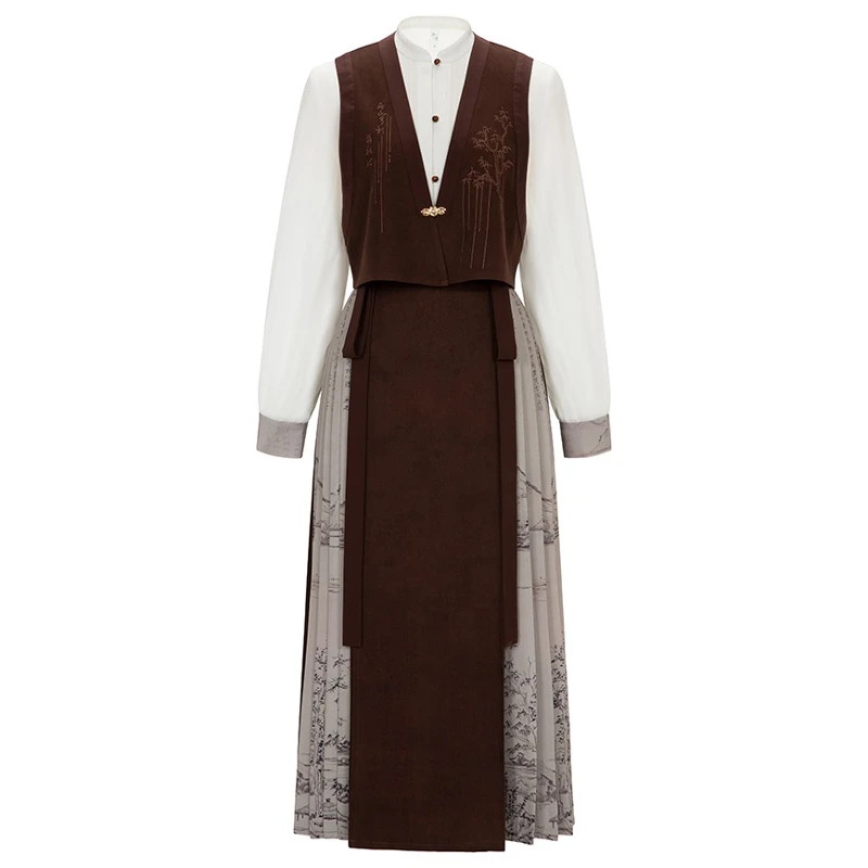 Women-Tang-Dynasty-Winter-Hanfu-Mamian-Skirt-Classical-Style-4 Women Tang Dynasty Winter Hanfu Mamian Skirt Classical Style