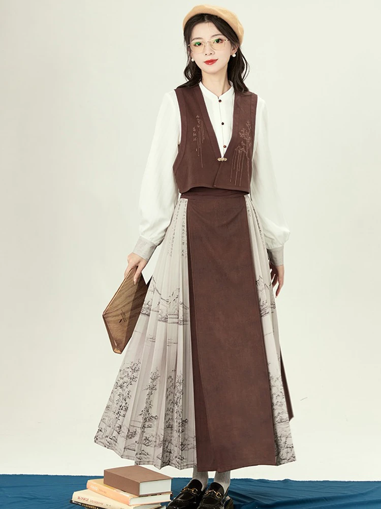 Women Tang Dynasty Winter Hanfu Mamian Skirt Classical Style