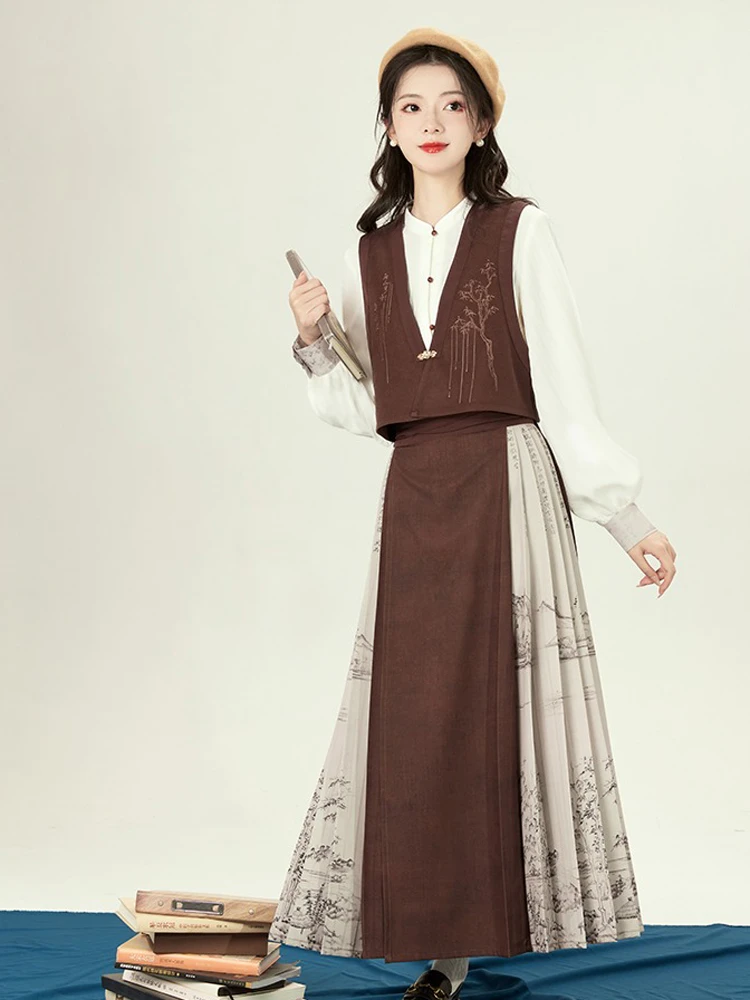 Women Tang Dynasty Winter Hanfu Mamian Skirt Classical Style