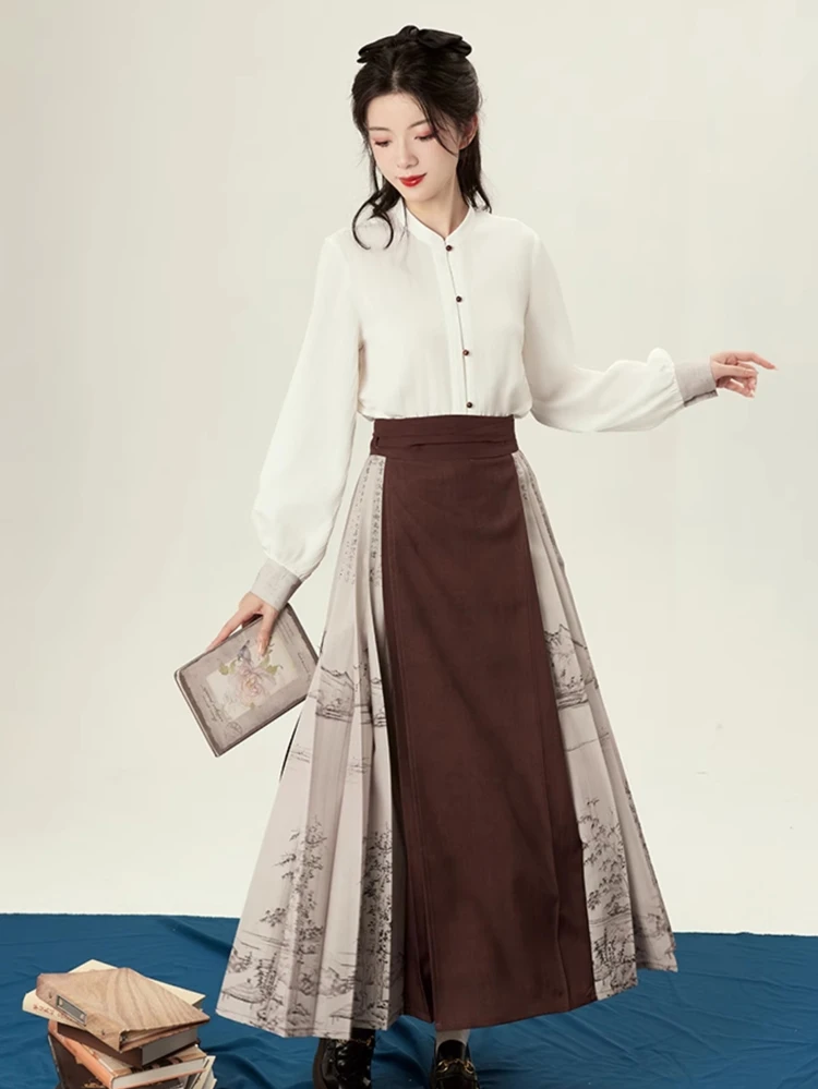 Women Tang Dynasty Winter Hanfu Mamian Skirt Classical Style