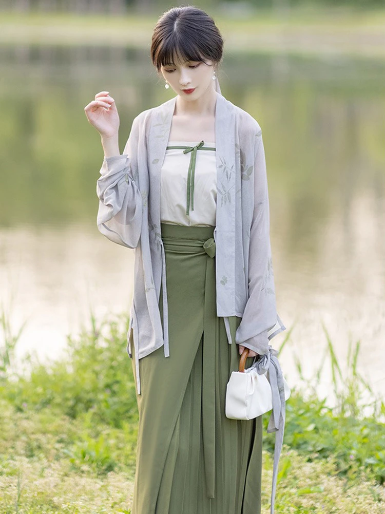 Spring Women Hanfu Song Dynasty Green Casual Costume