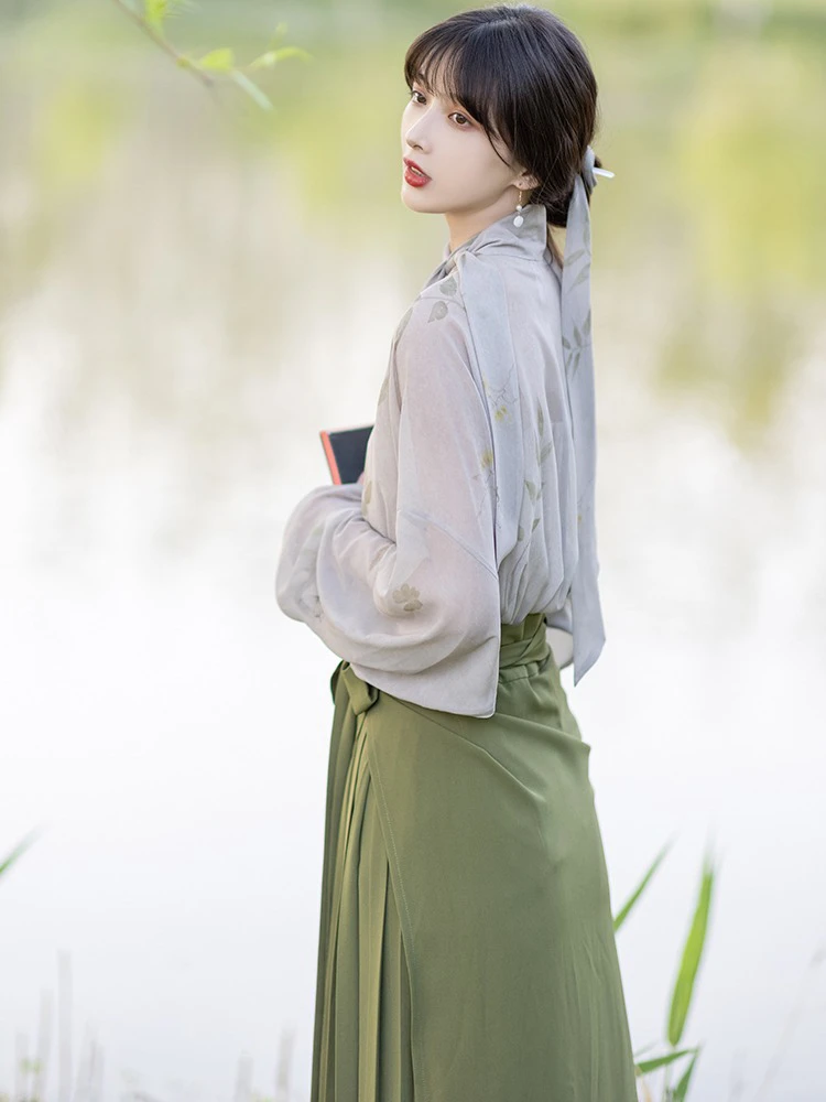 Spring Women Hanfu Song Dynasty Green Casual Costume