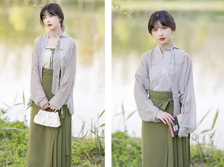 Spring Women Hanfu Song Dynasty Green Casual Costume