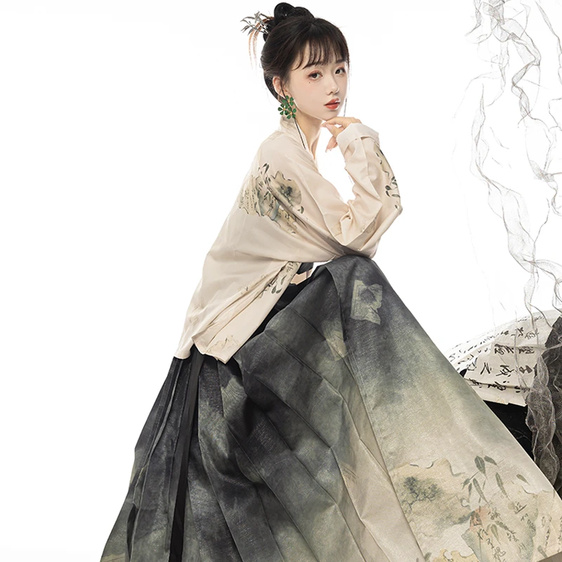 Stylish-Chinese-Fashion-Women's-Casual-Hanfu-Daily-Mamian-Skirt-2 Stylish Chinese Fashion Women's Casual Hanfu Daily Mamian Skirt