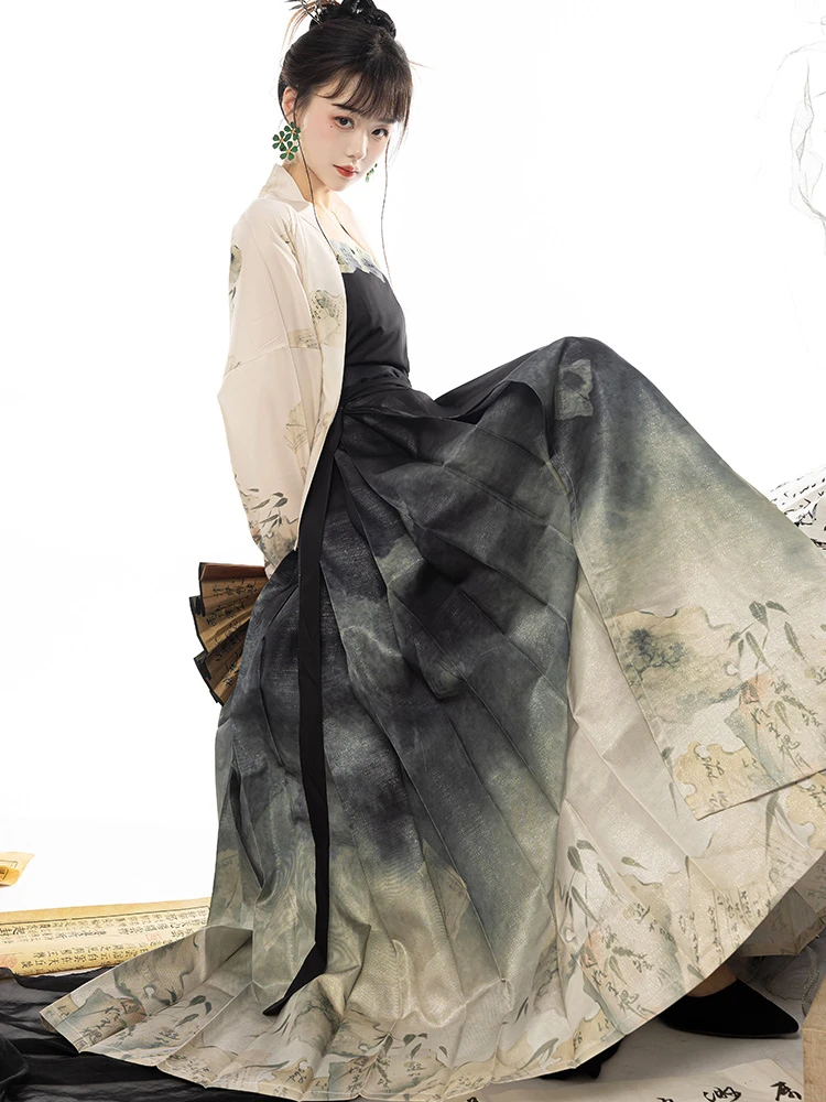 Stylish Chinese Fashion Women's Casual Hanfu Daily Mamian Skirt