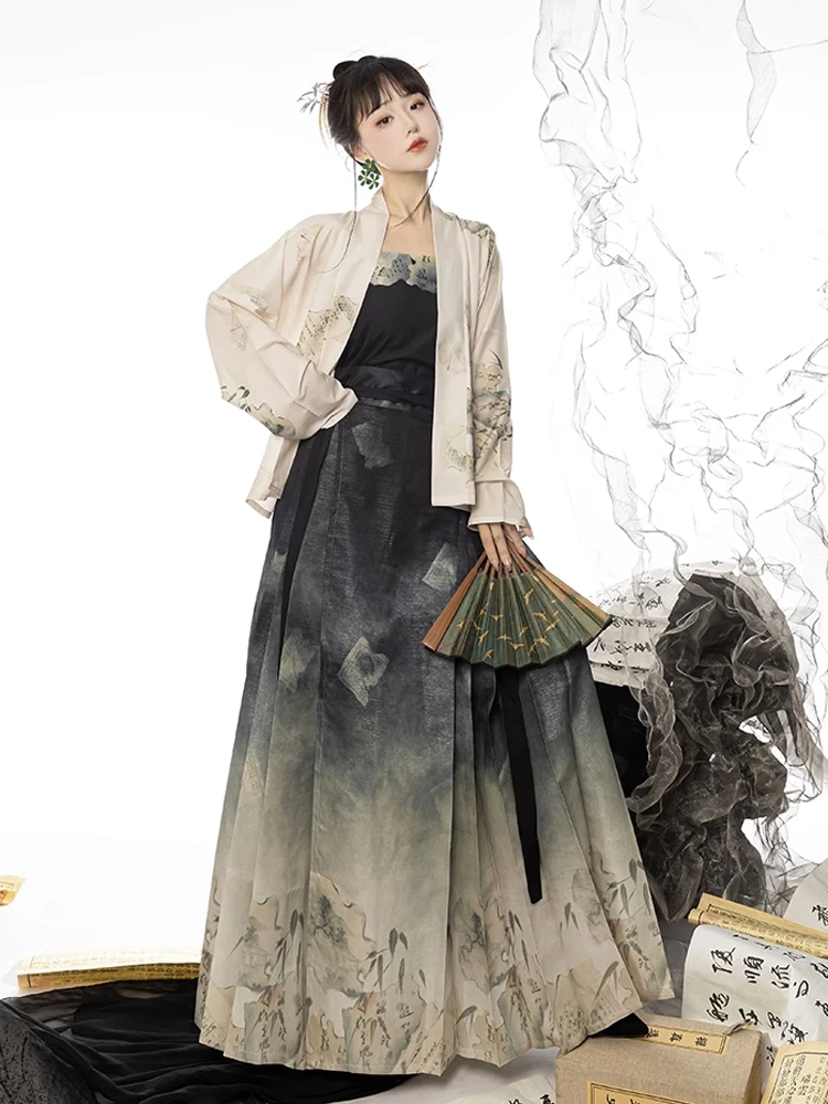 Stylish Chinese Fashion Women's Casual Hanfu Daily Mamian Skirt
