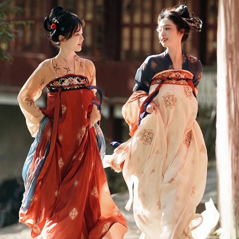 Tang-Dynasty-Hanfu-Women-Qixiong-Shanqun-Spring-Fairy-Spirit-Dress-for-Princess-1 Tang Dynasty Hanfu Women Qixiong Shanqun Spring Fairy Spirit Dress for Princess