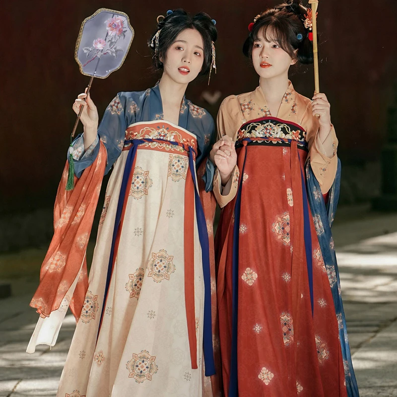 Tang-Dynasty-Hanfu-Women-Qixiong-Shanqun-Spring-Fairy-Spirit-Dress-for-Princess-2 Tang Dynasty Hanfu Women Qixiong Shanqun Spring Fairy Spirit Dress for Princess