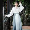 Women-Casual-Hanfu-Suit-Blue-Mamian-Skirt-Daily-Style-1 Women Casual Hanfu Suit Blue Mamian Skirt Daily Style