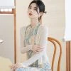 Girls-Fashion-Cheongsam-New-Chinoiserie-Sleeveless-Dress-Oil-Painting-Style-2 Girls Fashion Cheongsam New Chinoiserie Sleeveless Dress Oil Painting Style
