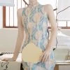 Girls-Fashion-Cheongsam-New-Chinoiserie-Sleeveless-Dress-Oil-Painting-Style-4 Girls Fashion Cheongsam New Chinoiserie Sleeveless Dress Oil Painting Style