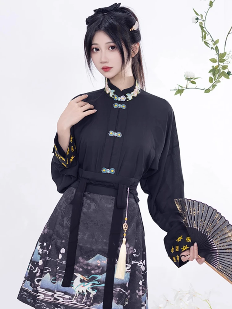 Modern Casual Ladies Hanfu Spring Short Mamian Skirt