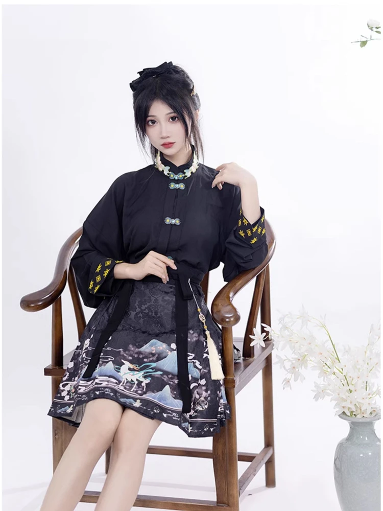 Modern Casual Ladies Hanfu Spring Short Mamian Skirt