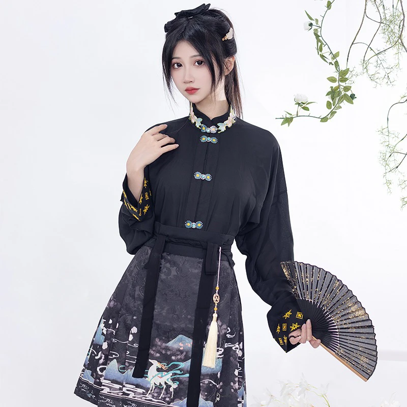 Modern-Casual-Ladies-Hanfu-Spring-Short-Mamian-Skirt-2 Modern Casual Ladies Hanfu Spring Short Mamian Skirt