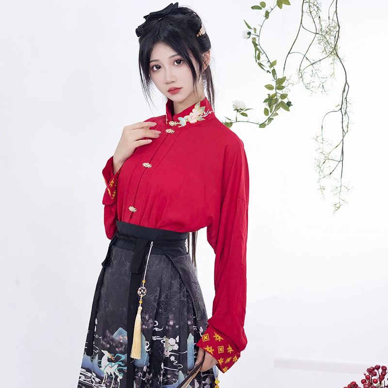 Modern-Casual-Ladies-Hanfu-Spring-Short-Mamian-Skirt-3 Modern Casual Ladies Hanfu Spring Short Mamian Skirt