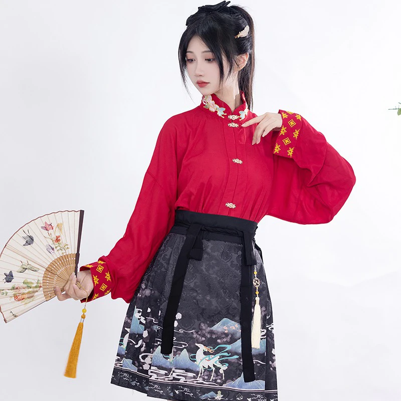 Modern-Casual-Ladies-Hanfu-Spring-Short-Mamian-Skirt-4 Modern Casual Ladies Hanfu Spring Short Mamian Skirt