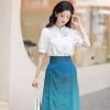 Summer-Women-Hanfu-Modern-Mamian-Skirt-Fresh-Styling-Shirt-2 Summer Women Hanfu Modern Mamian Skirt Fresh Styling Shirt