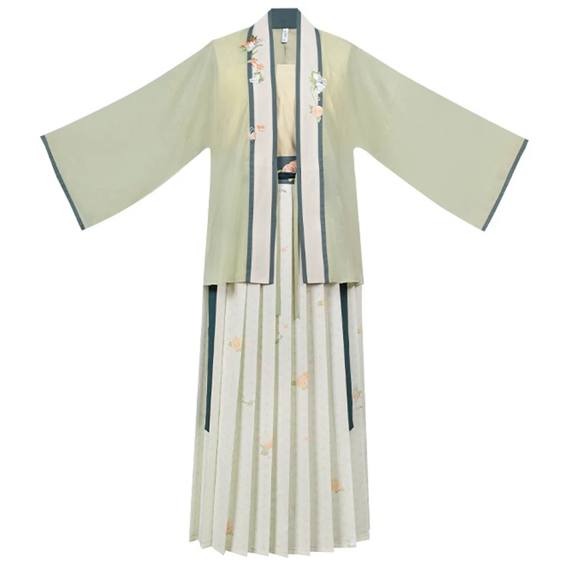 Woman-Spring-Song-Dynasty-Hanfu-Pleated-Skirt-for-Daily-4 Woman Spring Song Dynasty Hanfu Pleated Skirt for Daily
