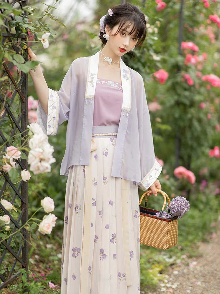 Women Spring Purple Hanfu Cute Song Dynasty Costume
