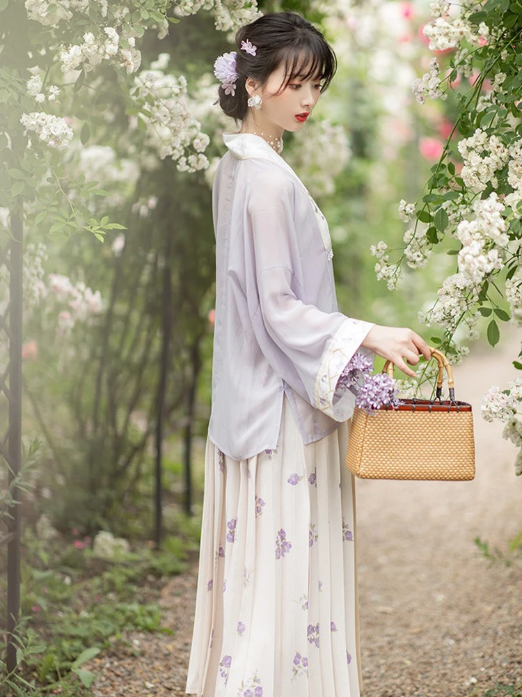 Women Spring Purple Hanfu Cute Song Dynasty Costume