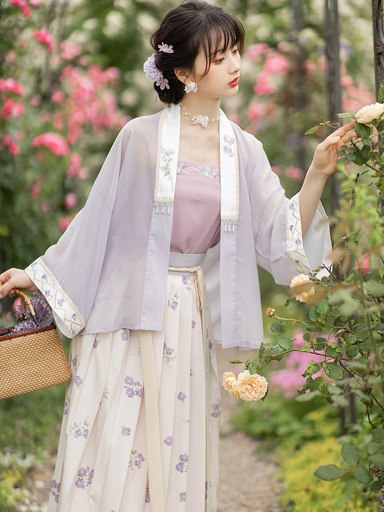Women Spring Purple Hanfu Cute Song Dynasty Costume
