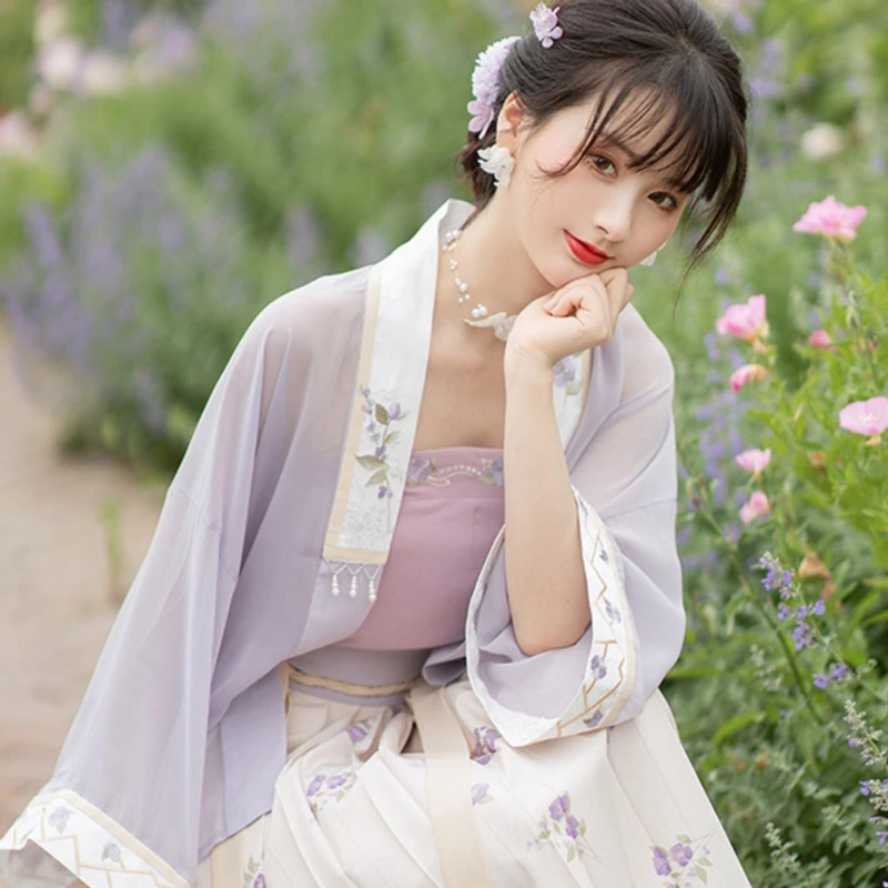 Women-Spring-Purple-Hanfu-Cute-Song-Dynasty-Costume-3 Women Spring Purple Hanfu Cute Song Dynasty Costume