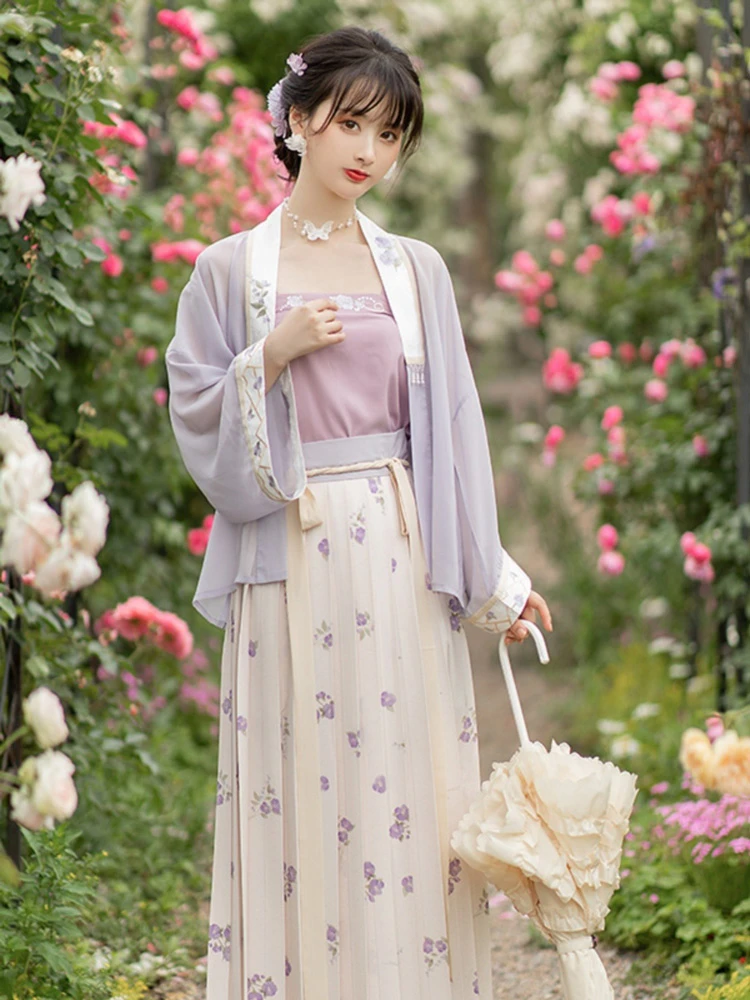 Women Spring Purple Hanfu Cute Song Dynasty Costume