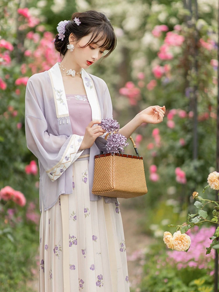 Women Spring Purple Hanfu Cute Song Dynasty Costume