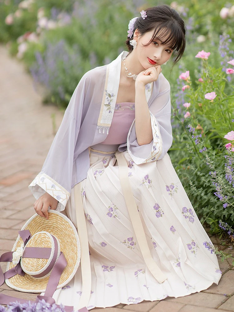 Women Spring Purple Hanfu Cute Song Dynasty Costume