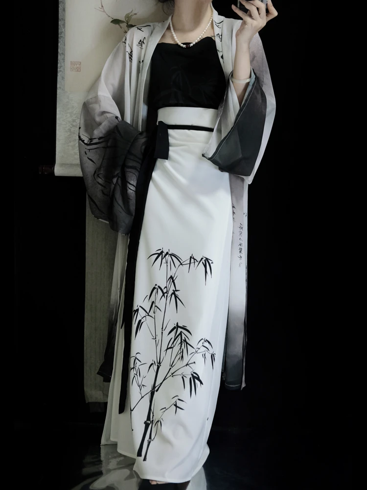 Women Summer Song Dynasty Daily Ink Style Hanfu Costume