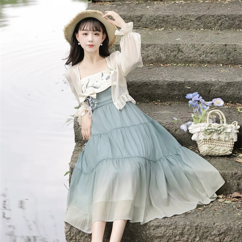 Women-Han-Element-Fashion-Dress-Chinese-Style-Improved-Daily-Costume-1 Women Han Element Fashion Dress Chinese Style Improved Daily Costume