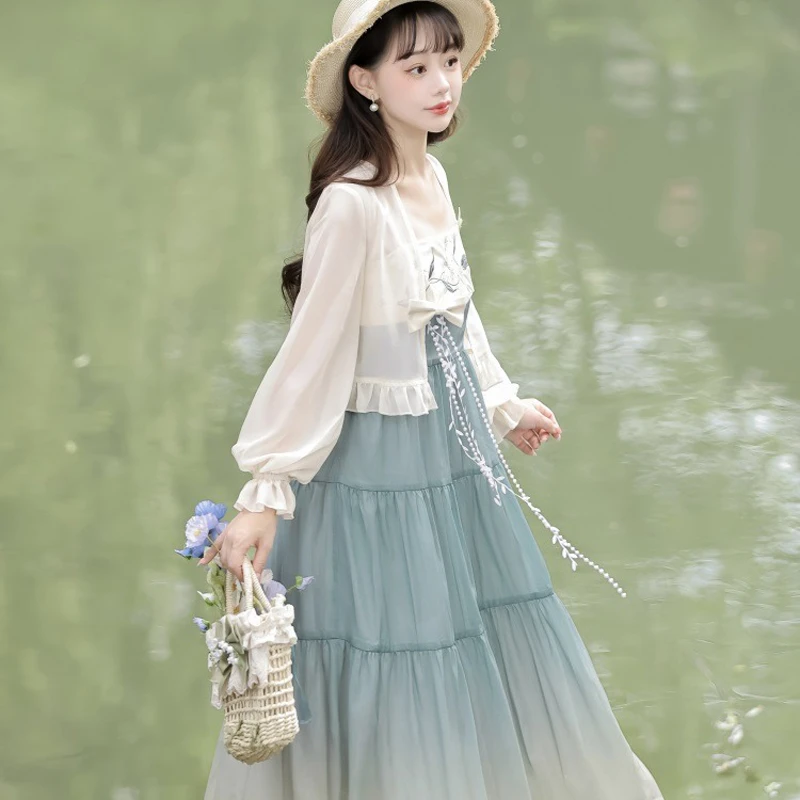 Women-Han-Element-Fashion-Dress-Chinese-Style-Improved-Daily-Costume-4 Women Han Element Fashion Dress Chinese Style Improved Daily Costume